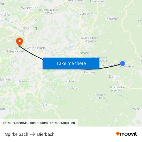 Spirkelbach to Bierbach map