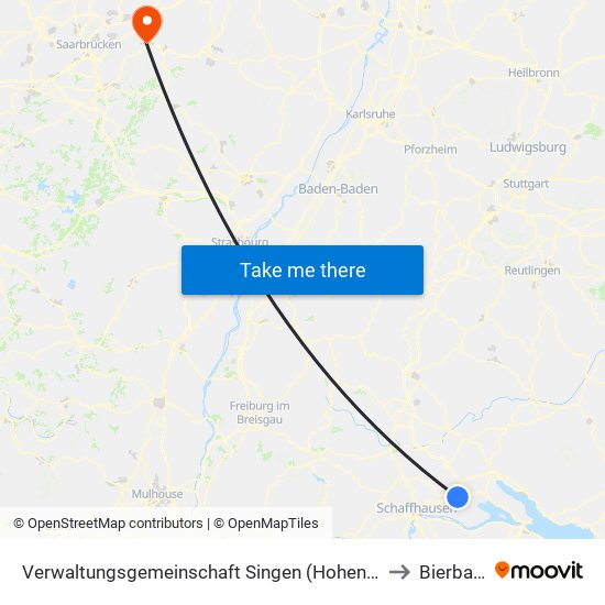 Verwaltungsgemeinschaft Singen (Hohentwiel) to Bierbach map