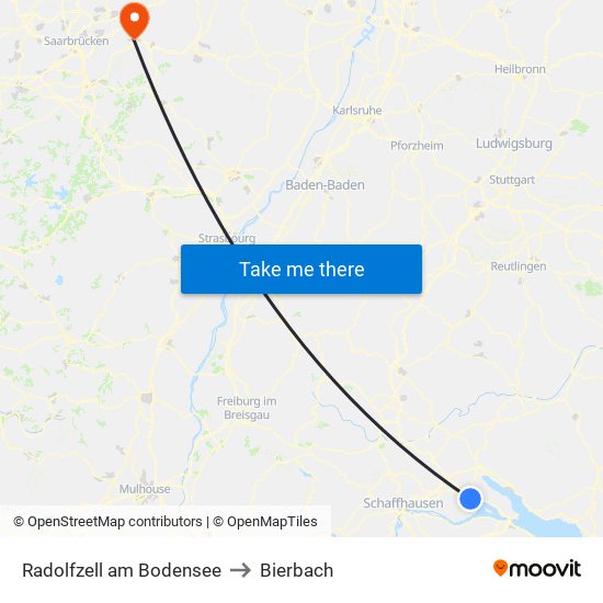 Radolfzell am Bodensee to Bierbach map