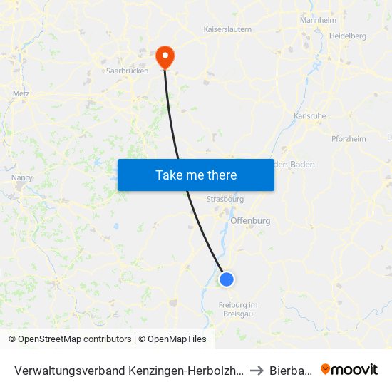 Verwaltungsverband Kenzingen-Herbolzheim to Bierbach map