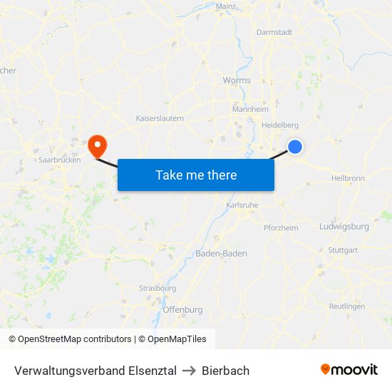 Verwaltungsverband Elsenztal to Bierbach map