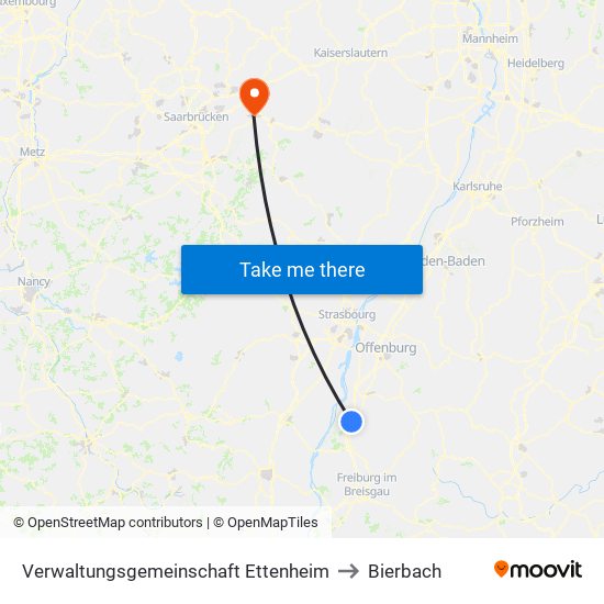Verwaltungsgemeinschaft Ettenheim to Bierbach map