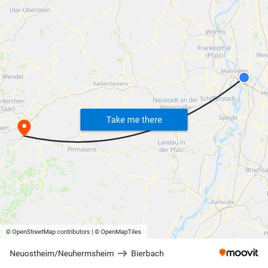 Neuostheim/Neuhermsheim to Bierbach map