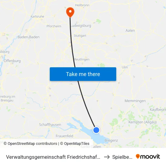 Verwaltungsgemeinschaft Friedrichshafen to Spielberg map