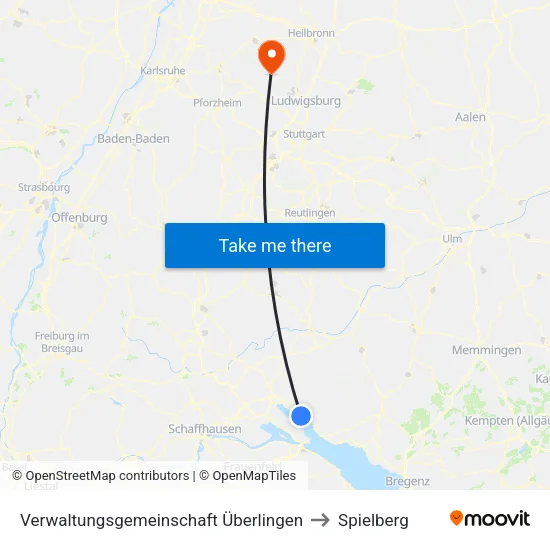 Verwaltungsgemeinschaft Überlingen to Spielberg map