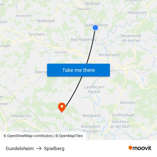 Gundelsheim to Spielberg map