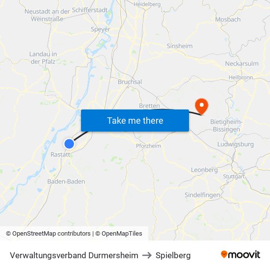 Verwaltungsverband Durmersheim to Spielberg map