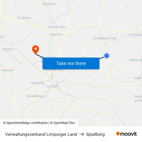 Verwaltungsverband Limpurger Land to Spielberg map