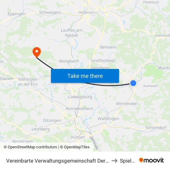 Vereinbarte Verwaltungsgemeinschaft Der Stadt Backnang to Spielberg map