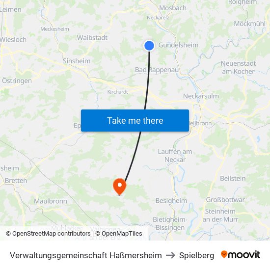 Verwaltungsgemeinschaft Haßmersheim to Spielberg map