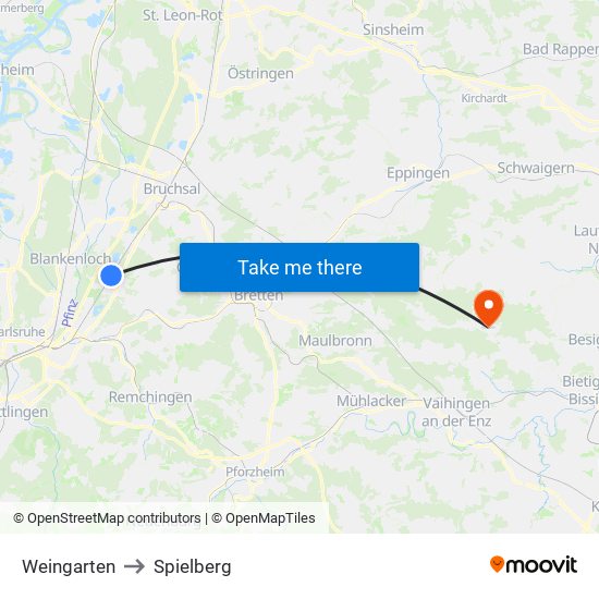 Weingarten to Spielberg map