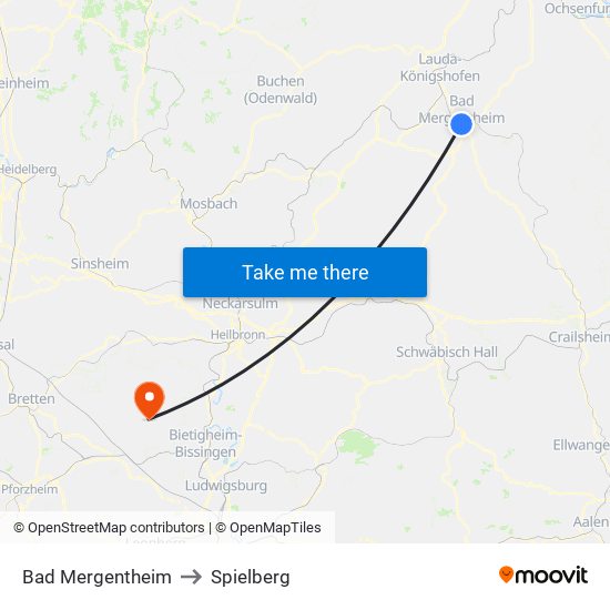 Bad Mergentheim to Spielberg map