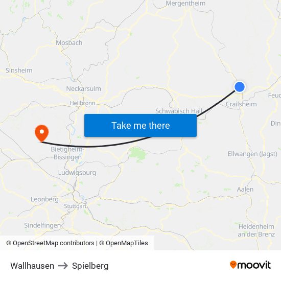 Wallhausen to Spielberg map