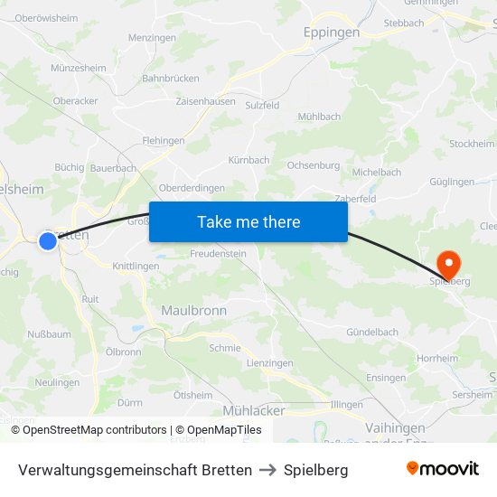 Verwaltungsgemeinschaft Bretten to Spielberg map