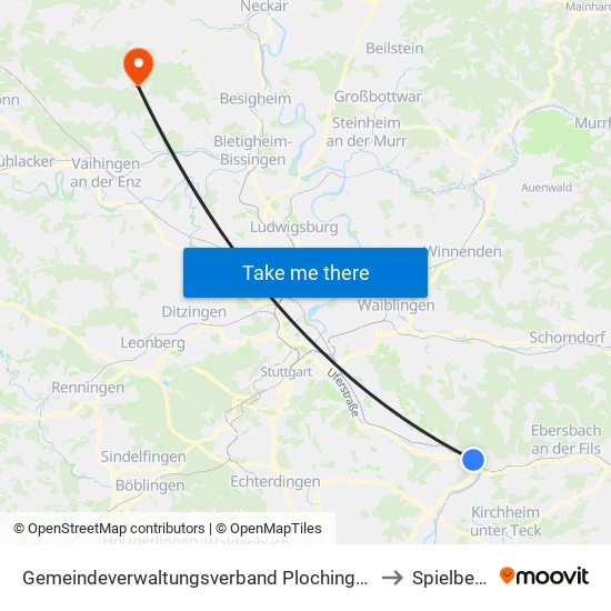 Gemeindeverwaltungsverband Plochingen to Spielberg map