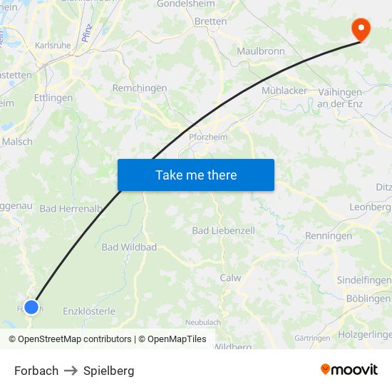 Forbach to Spielberg map