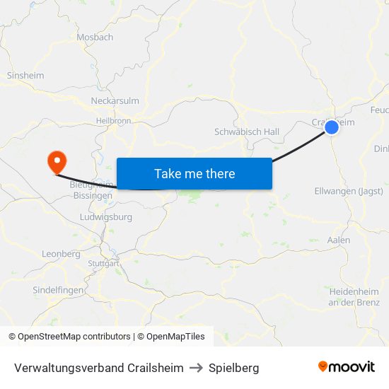 Verwaltungsverband Crailsheim to Spielberg map