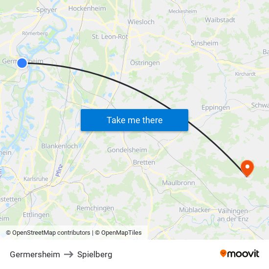 Germersheim to Spielberg map