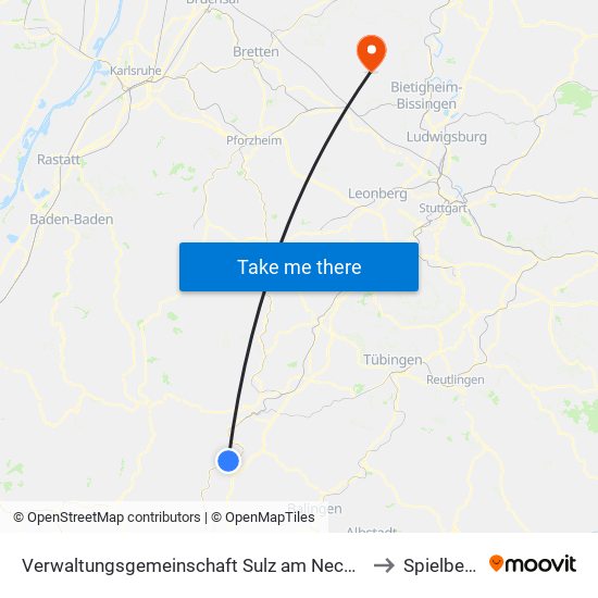 Verwaltungsgemeinschaft Sulz am Neckar to Spielberg map