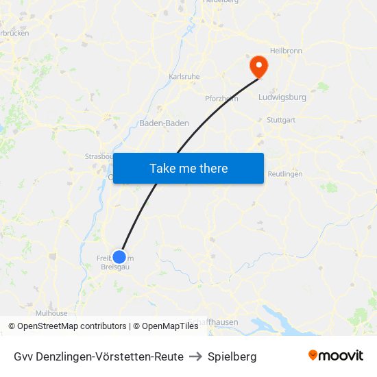 Gvv Denzlingen-Vörstetten-Reute to Spielberg map
