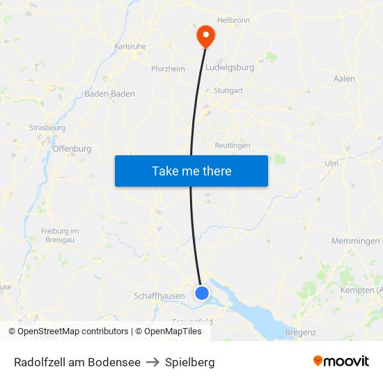 Radolfzell am Bodensee to Spielberg map