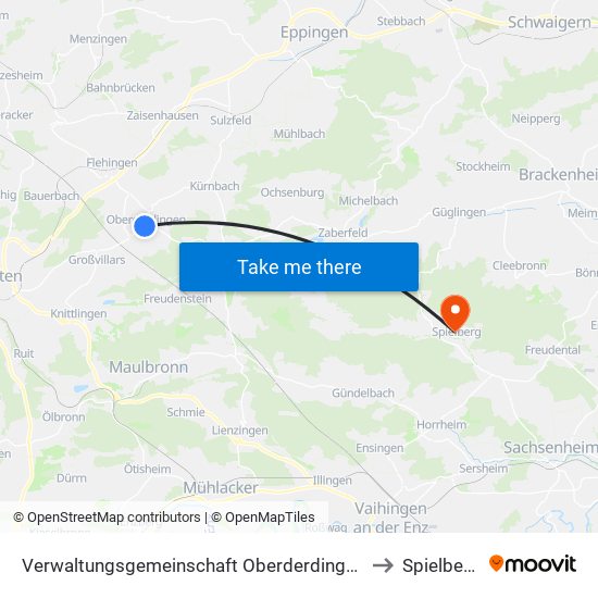 Verwaltungsgemeinschaft Oberderdingen to Spielberg map