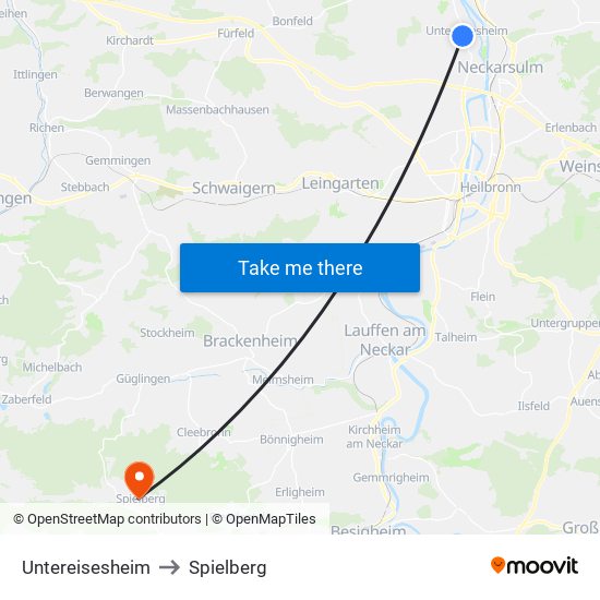 Untereisesheim to Spielberg map