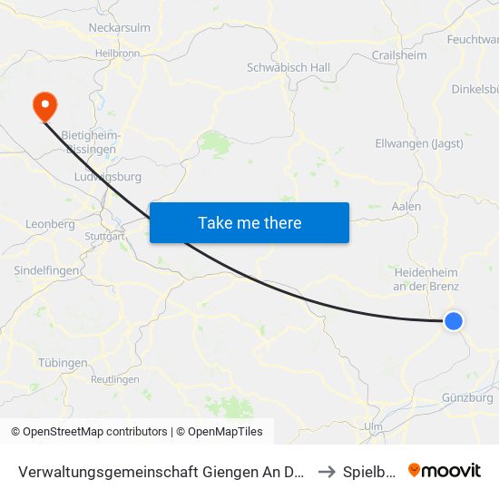 Verwaltungsgemeinschaft Giengen An Der Brenz to Spielberg map