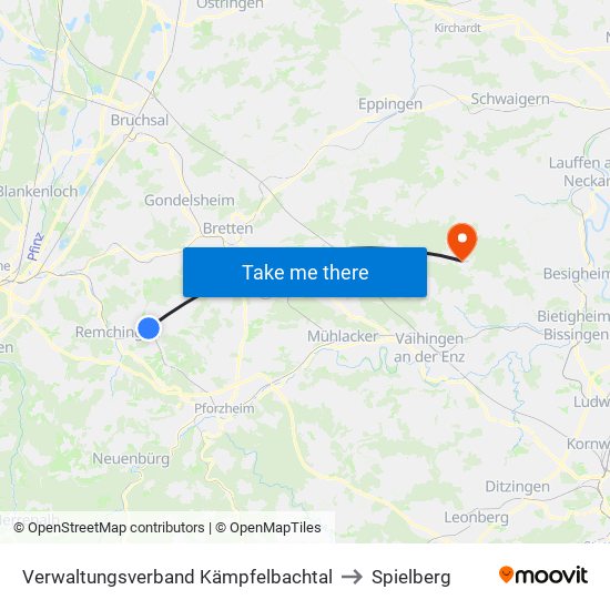 Verwaltungsverband Kämpfelbachtal to Spielberg map