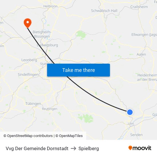 Vvg Der Gemeinde Dornstadt to Spielberg map