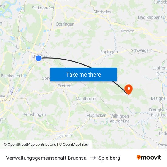 Verwaltungsgemeinschaft Bruchsal to Spielberg map