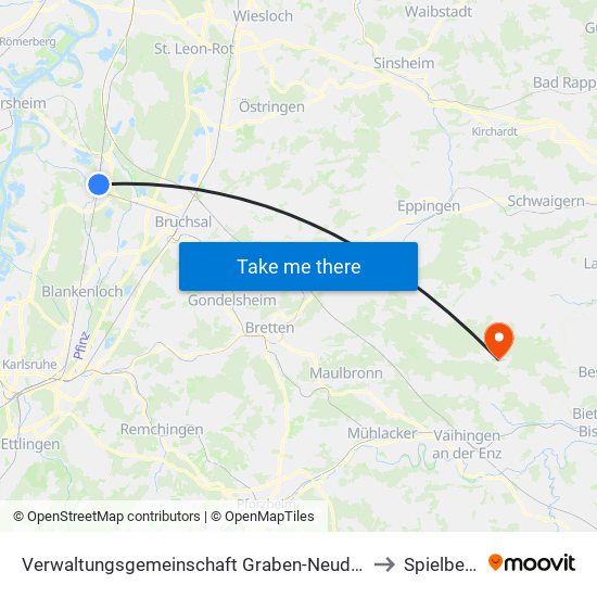 Verwaltungsgemeinschaft Graben-Neudorf to Spielberg map