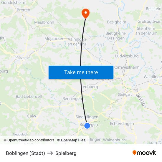 Böblingen (Stadt) to Spielberg map