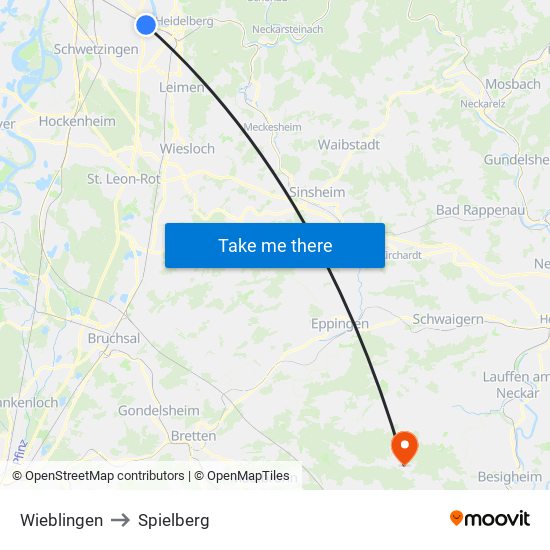 Wieblingen to Spielberg map