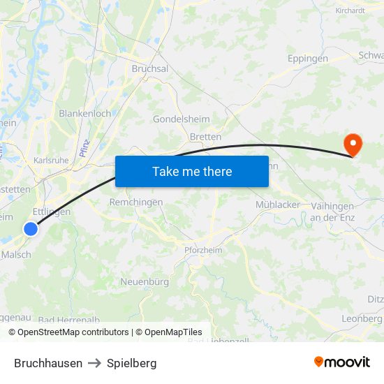 Bruchhausen to Spielberg map
