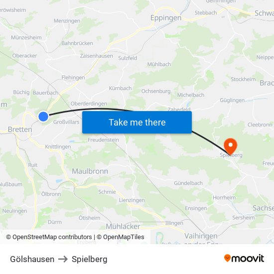 Gölshausen to Spielberg map