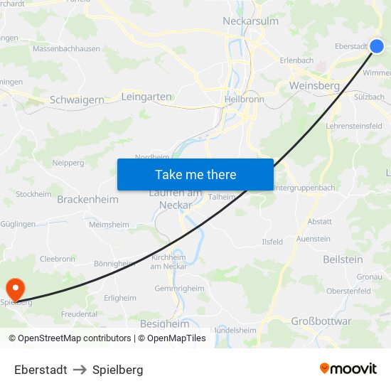 Eberstadt to Spielberg map