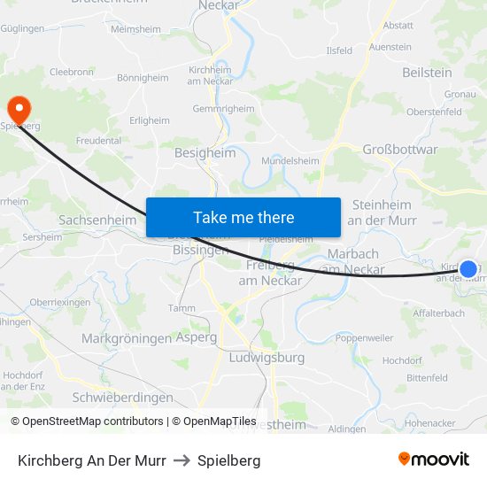 Kirchberg An Der Murr to Spielberg map