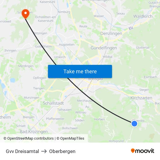 Gvv Dreisamtal to Oberbergen map