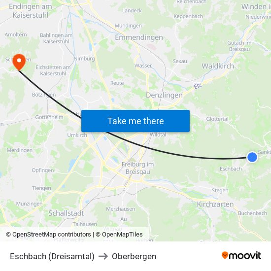 Eschbach (Dreisamtal) to Oberbergen map