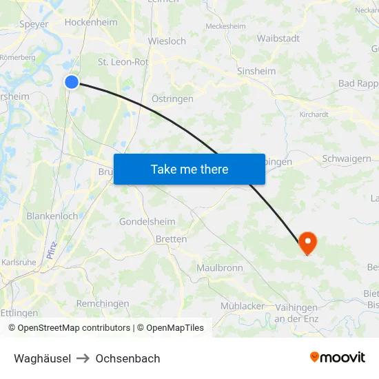 Waghäusel to Ochsenbach map