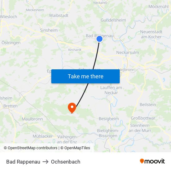 Bad Rappenau to Ochsenbach map