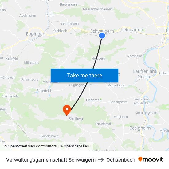 Verwaltungsgemeinschaft Schwaigern to Ochsenbach map