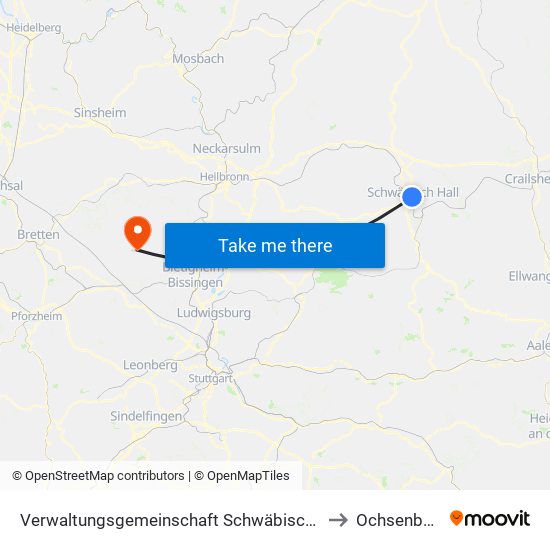 Verwaltungsgemeinschaft Schwäbisch Hall to Ochsenbach map