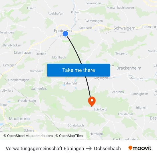 Verwaltungsgemeinschaft Eppingen to Ochsenbach map
