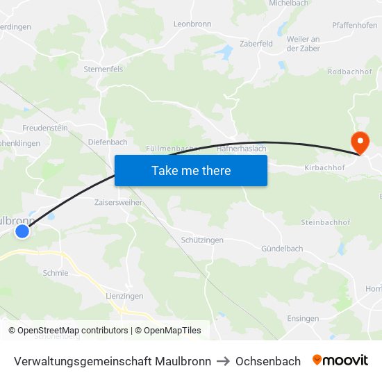 Verwaltungsgemeinschaft Maulbronn to Ochsenbach map