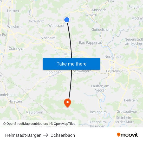 Helmstadt-Bargen to Ochsenbach map