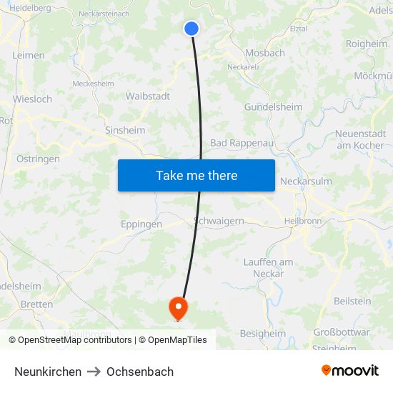 Neunkirchen to Ochsenbach map