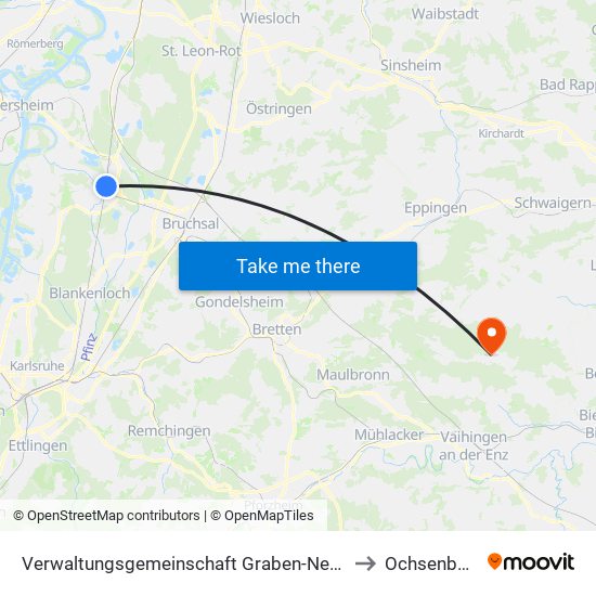 Verwaltungsgemeinschaft Graben-Neudorf to Ochsenbach map