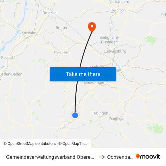 Gemeindeverwaltungsverband Oberes Gäu to Ochsenbach map